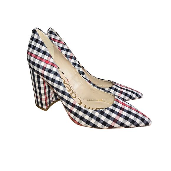 Sam Edelman Halston Heel in Shepherds Plaid Block Heels Pointed Toe Size 7.5 - Picture 3 of 8
